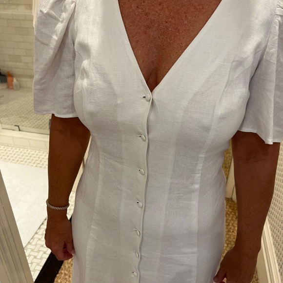 Reformation White Linen Midi Dress Size 10 - Picture 7 of 8